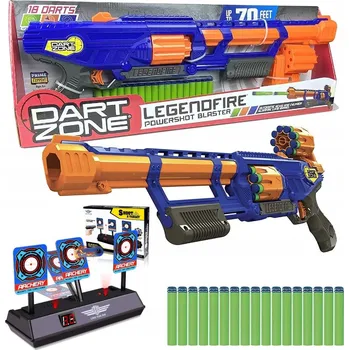 Dětská zbraň PISTOLET DART ZONE LEGENDFIRE SET + ELEKTRONICKÝ TERČ 3 CÍLE pro NERF