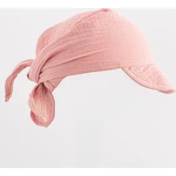 Šátek Dětský letní mušelínový šátek s kšiltem New Baby pink 56/62