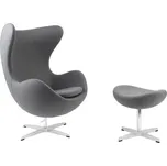 Nábytek PEGAS Křeslo Vejce s podnožkou kašmír 42 světle šedá Premium