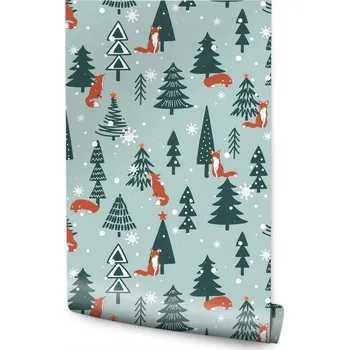 Fototapeta Tapeta do dětského pokoje lišky stromy les zima