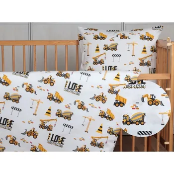 Povlečení JAN peří Bavlněné povlečení do dětské postýlky - stavební stroje - Bavlněné povlečení do dětské postýlky - stavební stroje - 60x45/135x90