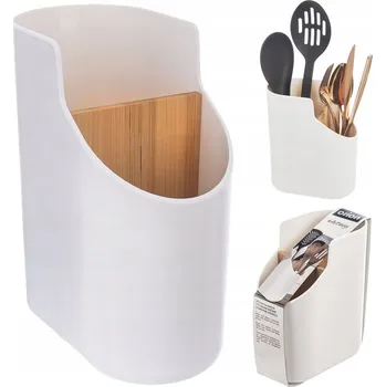 Odkapávač na nádobí ODKAPÁVAČ ORGANIZÉR NA PŘÍBORY KUCHYŇSKÉ NÁČINÍ BAMBUSOVÝ BÍLÝ