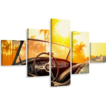 Obraz Obraz Vícedílný slunce Auto Palmy 3D 250x150