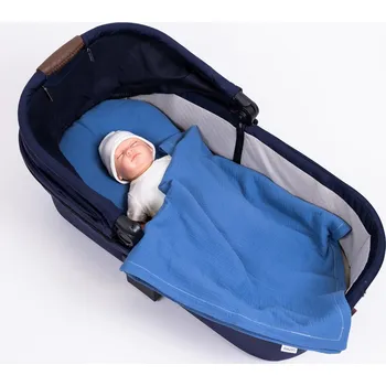 Příslušenství pro dětskou postel a kolébku Tulimese Souprava do kočárku mušelínová indigo