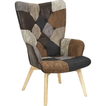 Křeslo Nábytek Pegas Křeslo ušák Helsinki hnědý patchwork