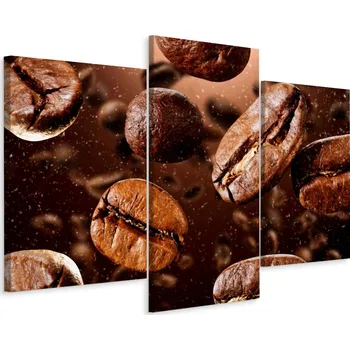 Obraz Triptych Obraz Zrnka Černé Kávy Dekor 3D 60x40