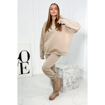 Bavlněná souprava s vyšívaným nápisem Paradise světle béžová UNI