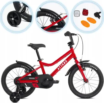 Dětské kolo Dětské kolo ATTABO KNACK 16" červené, lehké, s bočními kolečky, hliníkové
