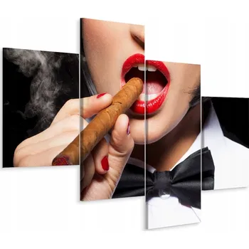 Obraz Čtyřdílný obraz Kubánský doutník a žena 160x100 cm