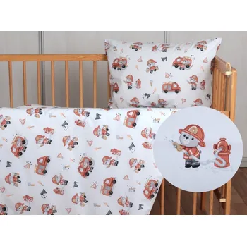 Povlečení JAN peří Bavlněné povlečení do dětské postýlky - hasiči - Bavlněné povlečení do dětské postýlky - hasiči - 60x45/135x90 cm