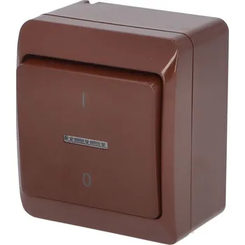 vypínač FAMATEL GALATEA Spínač dvoupólový podsvětlený č.2So 10A 230V na omítku IP44 hnědá 5343-06
