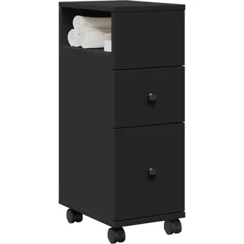 Komoda zahrada-XL Úzká koupelnová skříňka na kolečkách kompozitní dřevo černý