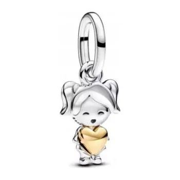 Přívěsek Stříbrný přívěsek charms holčička dcera se sluchátky stříbro 925