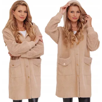 Dámský kabát Soprato dámský kabát béžový oversize s kapucí univerzální velikost