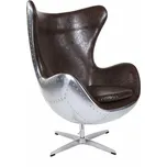 Nábytek PEGAS Křeslo Vejce hliník hnědá PU