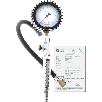 Cyklistika Pneuhustič s certifikátem 0-10 bar, manometr 63 mm, hadice 30 cm, cejchovaný - OMG73