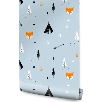 Fototapeta Tapeta do dětského pokoje lišky tipi šípy les