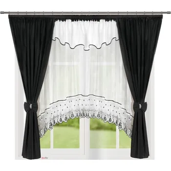 Fliying Dekorační sada záclon se závěsem L 595 černá/bílá 400x160 cm