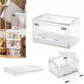 Úložný box Box Skládací kontejner s klopou Úložný box na oblečení Hračky Stohovatelný bílý 27L