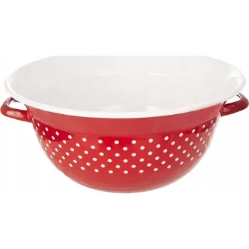 Červená smaltovaná kuchyňská mísa s puntíky TECKA 34 cm, 9 l