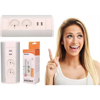 Elektrická zásuvka ZÁSUVKOVÝ BLOK S USB DO NÁBYTKU ROHOVÝ NA STŮL 0,6