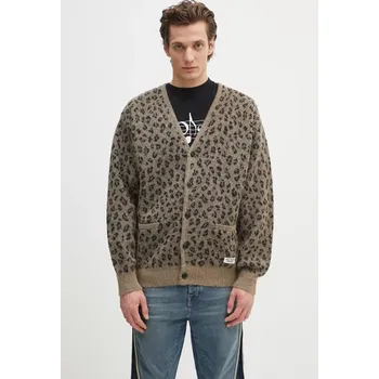 Dámský svetr Vlněný kardigan Wacko Maria Leopard Mohair, M, hnědá, 98X