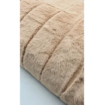 Prostěradlo Plyšová Koc 200x220 s reliéfními pruhy, světle hnědá, z králíčí kožíšek