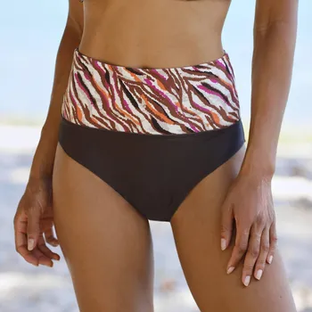 Dámské spodní prádlo Plavkové kalhotky s nastavitelnou výškou pasu Vinia režná/čokoládová 48