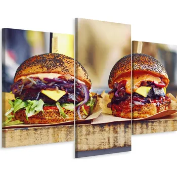Obraz Obraz Triptych VEGANSKÉ Burgery Fast-Food 60x40