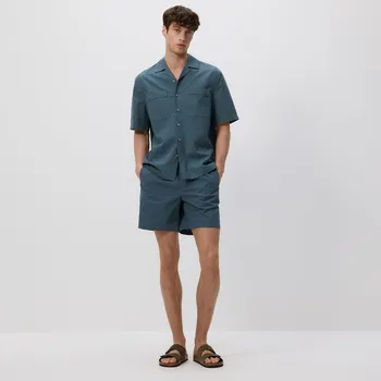 Pánské oblečení Reserved - Slim šortky s příměsí lnu - petrolejová - 9382N-67X - 9382N-67X-XL