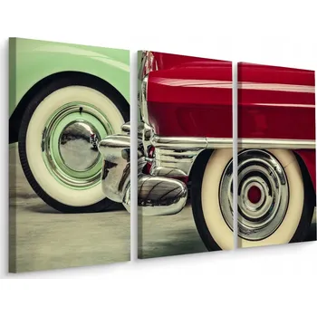 Obraz Obraz Triptych Kola Vintage Auta 3D 60x40