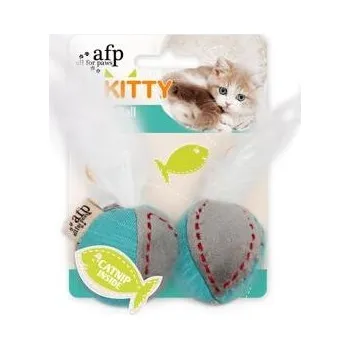 Hračka pro kočku Látkový míček AFP Kitty s peříčky– se šantou