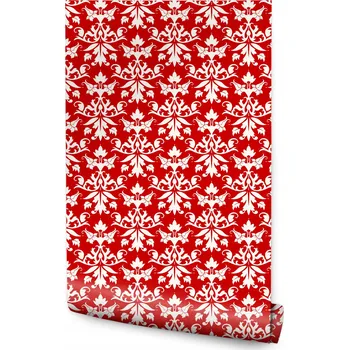 Tapeta Tapeta na zeď Bílé ORNAMENTY na červeném pozadí