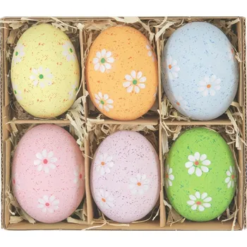 Velikonoční dekorace Velikonoční vajíčka k zavěšení – přírodní barvené skořápky, 6 ks