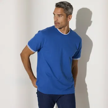 Jednobarevné tričko z piké úpletu, s krátkými rukávy modrá 117/126 (XXL)