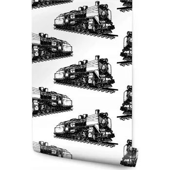 Fototapeta Mládežnická tapeta Černobílé PARNÍ Vlaky