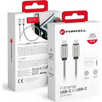 Datový kabel Kabel Forcell USB typ C – USB typ C 1 m stříbrný