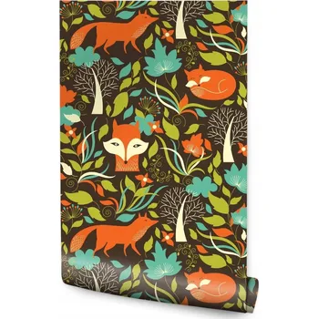 Fototapeta Tapeta do dětského pokoje lišky lesní zvířátka