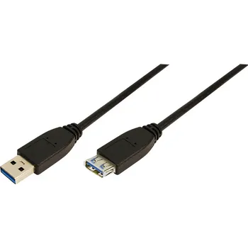 Elektrická zásuvka LOGILINK Kabel USB 3.0 USB A zásuvka,USB A vidlice niklovaný 3m černá