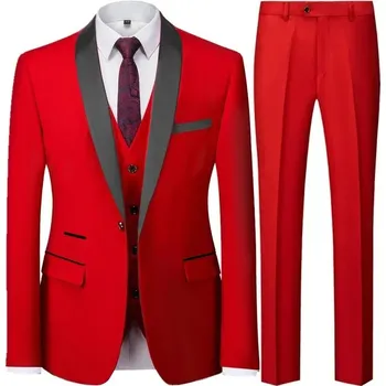 Pánský oblek Společenský oblek MC454 Velikost: S, Barva (Varianta): Black Button Red