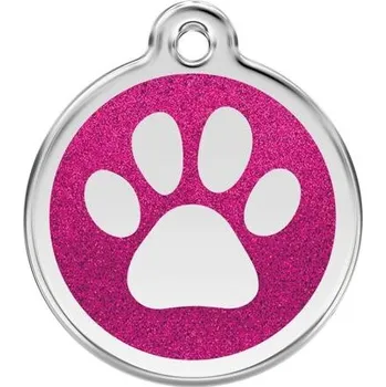 psí známka Známka Red Dingo - Tlapka - Tm.Růžová - Třpytivá velikost známky M - 30 mm