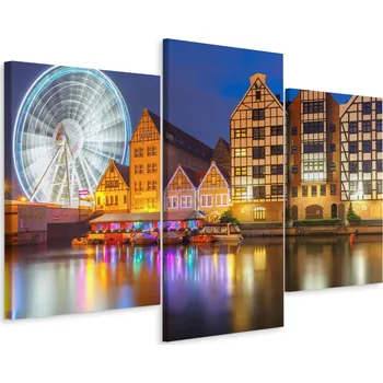 Obraz Obraz Triptych Gdaňsk Ďábelský Mlýn Noc 3D 120x80