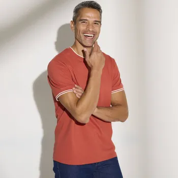 Pánské tričko Jednobarevné tričko z piké úpletu, s krátkými rukávy tomatová 137/146 (4XL)