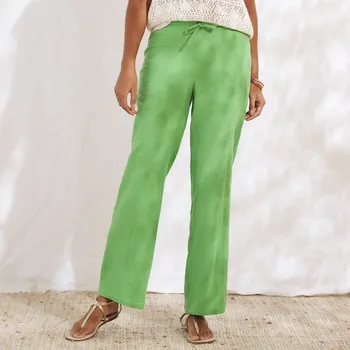 Dámské kalhoty Mušelínové široké kalhoty zelená 42