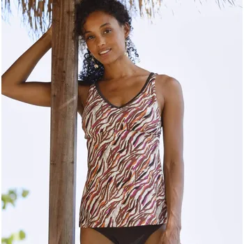 Dámské plavky Plavkový tankiny top s potiskem Vinia režná/čokoládová 48