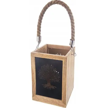 Svícen SVÍTILNA NA SVÍČKU DŘEVĚNÁ MANGO 20 CM BALKÓNOVÁ DEKORATIVNÍ LUCERNA