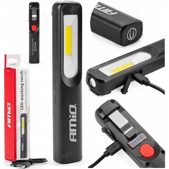 Svítilna LED COB dílenská svítilna 200lm s akumulátor, USB, hákem a magnet, 3 režimy