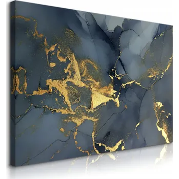 Obraz OBRAZ DO OBÝVÁKU ČERNO-ZLATÁ ABSTRAKCE IMITACE MRAMORU GLAMOUR 70x50