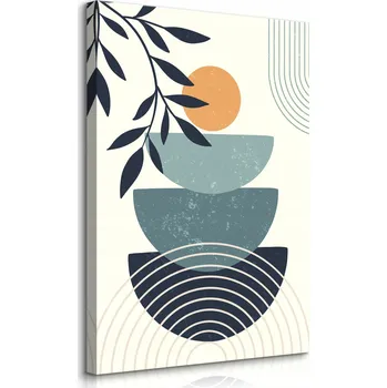 Obraz OBRAZ DO LOŽNICE LISTY KAMENNÉ NÁDOBÍ MINIMALISMUS STYL BOHO 40x50
