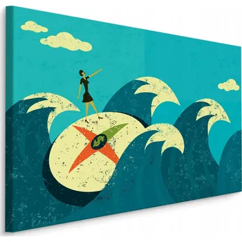 Obraz Obraz Canvas Žena Štít VLNY Vintage 70x50